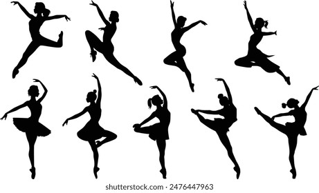 Silhouette vector set of dancing lady