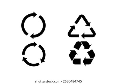 Conjunto de Vector de silueta de Colección de símbolos de eco de iconos de flechas de reciclaje