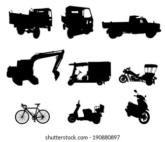 Silhouette vector set of vehicle