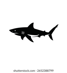 Silhouette Vector of Shark with Bold Text on White Background in Minimal Style