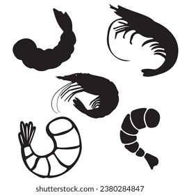 Silhouette Vector - Shrimps Silhouetten