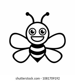 silhouette vector simple bee design with smile expression