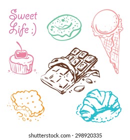 silhouette vector sketch food sweets