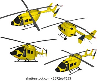 silhouette vector sketch illustration of a helicopter flying vehicle with propellers and flying high in the sky