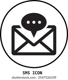 Vector de silueta SMS Icon: Diseño de mensajería simple y moderno