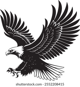 silhouette vector of a soaring eagle