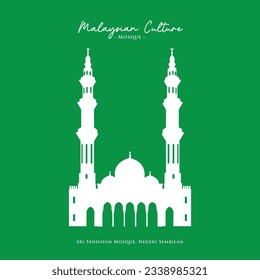 Silhouette vector of Sri Sendayan Mosque in Sendayan, Negeri Sembilan, Malaysia