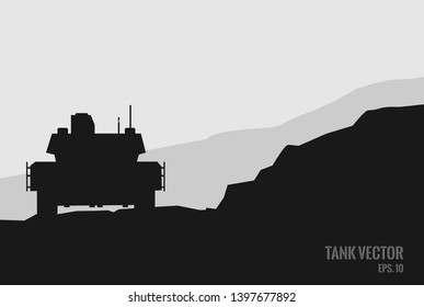 Silhouette of vector tank  for template design.