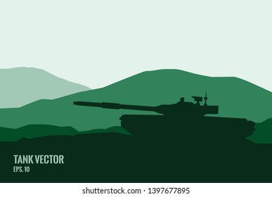 Silhouette of vector tank  for template design.