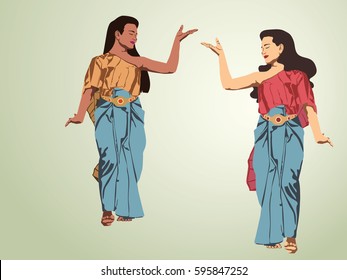 Silhouette vector of Thailand Dancing art, Thai Classical Dance, (Ram thai) is the main dramatic art form of Thailand. Thai dance, like many forms of traditional Asian dance.