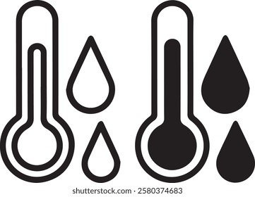 silhouette vector thermometer and a water droplet