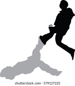 Silhouette vector of Top view of running man sprinting for success on run.