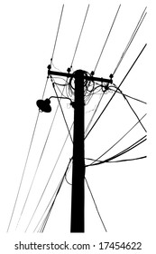 silhouette vector trace of overhead electrical power cables