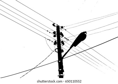 silhouette vector trace of overhead electrical power cables