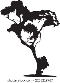 vector de silueta e icono de árbol en blanco y negro
