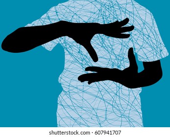 silhouette vector of two hands icon vector 