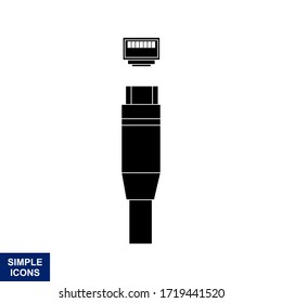 Silhouette vector Usb icon with white background, Logo Illustration and template.