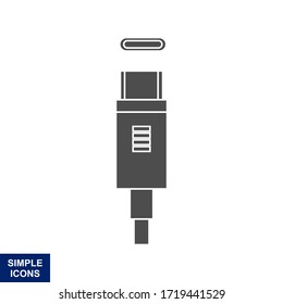Icono Usb vector de silueta con fondo blanco, Ilustración del logotipo y plantilla.