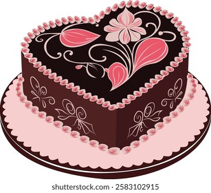 Silhouette Vector valentines day cake
