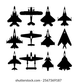 silhouette vector war plane aircraft fighter jet military