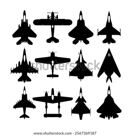 silhouette vector war plane aircraft fighter jet military