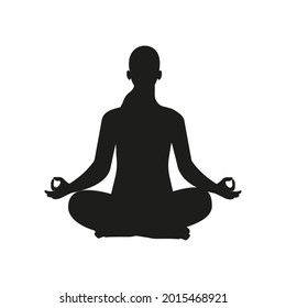 Silhouette Vector Woman Sitting Lotus Position Stock Vector (Royalty ...