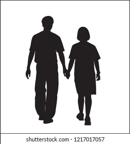 Silhouette vector of young couple.