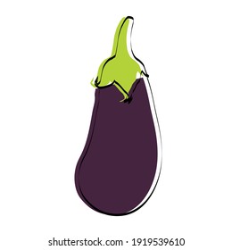 Silhouette of a vegetable. Eggplant. Vector illustration.