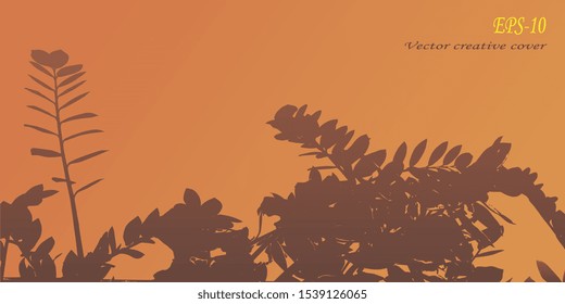 Silhouette of vegetation. Background for cover. Vector graphics. Creative vector background for banner and flyer. Vector abstract background. EPS-10. Design background. Designer decorative cover