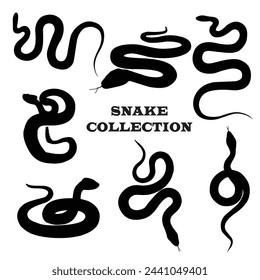 silhouette venomous snake collection or desert on the water snake silhouette flat logo icon vector illustration clipart Snake silhouette set  Isolated silhouette