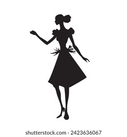 Silhouette of a very thin girl. Vector illustration without AI