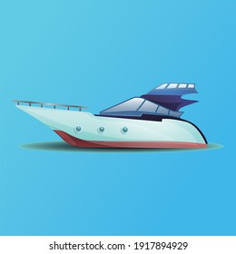 Silhouette of vessel. boat, sea cruise for vacation, travel speed yacht and marine sailboat vector icon