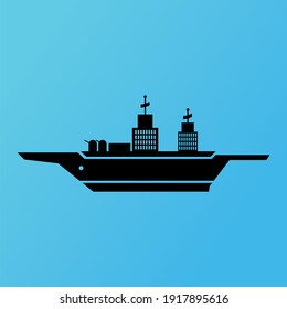Silhouette of vessel. boat, sea cruise for vacation, travel speed yacht and marine sailboat vector icon