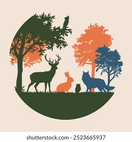 Silhouette vetor of forest animals