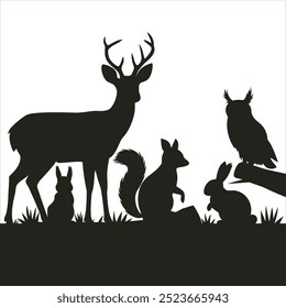 Silhouette vetor of forest animals