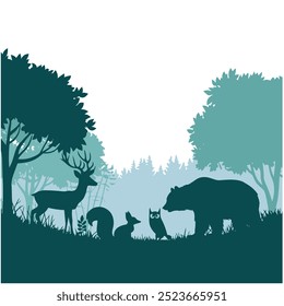 Silhouette vetor of forest animals