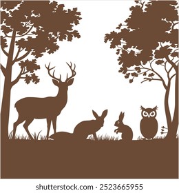 Silhouette vetor of forest animals