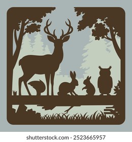 Silhouette vetor of forest animals