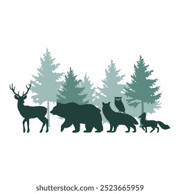 Silhouette vetor of forest animals