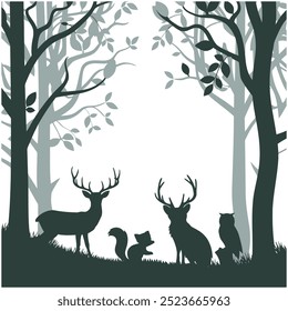 Silhouette vetor of forest animals