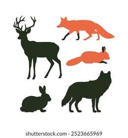 Silhouette vetor of forest animals