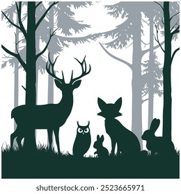 Silhouette vetor of forest animals