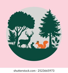 Silhouette vetor of forest animals