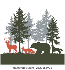 Silhouette vetor of forest animals