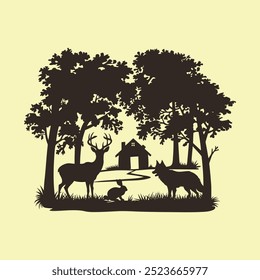 Silhouette vetor of forest animals