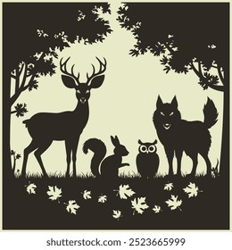 Silhouette vetor of forest animals