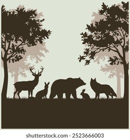 Silhouette vetor of forest animals