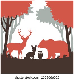 Silhouette vetor of forest animals