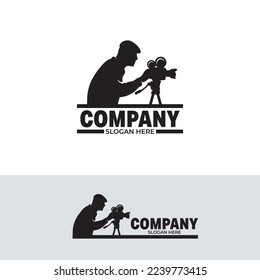 Silhouette of video camera logo design template