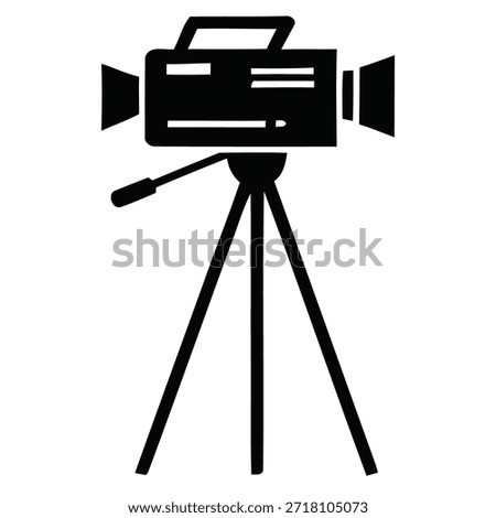 Silhouette of Video Camera on Tripod – Black and White Filmmaking Icon